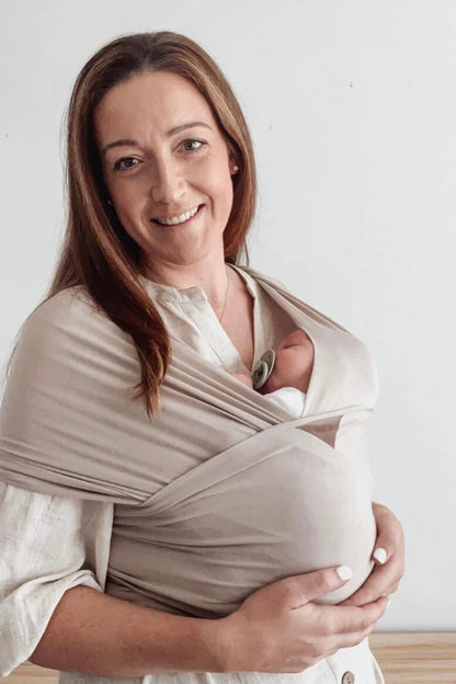 VIXSA Taupe Wrap Carrier, Swaddle + Accessories Bundle